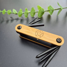 Load image into Gallery viewer, Engraved Bamboo Multi Purpose Allen Key Tool - Yorkshire Rose - Fathers Day Gifts - Cycling Tool - Woodsmiths Family Business