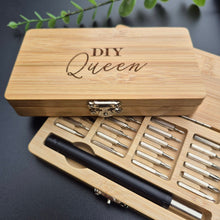 Load image into Gallery viewer, Engraved Bamboo Wood Tool Set - 24-in-1 Precision Screwdriver Kit - DIY Queen - Woodsmiths Family Business