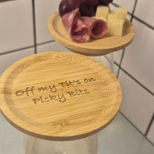 Load image into Gallery viewer, Mini Wine Glass Charcuterie Board - Off My T**s on Picky Bits - Woodsmiths Family Business