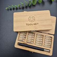 Load image into Gallery viewer, Engraved Bamboo Wood Tool Set - 24-in-1 Precision Screwdriver Kit - Yorkshire Rose - Woodsmiths Family Business