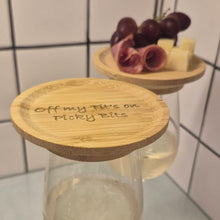 Load image into Gallery viewer, Mini Wine Glass Charcuterie Board - Off My T**s on Picky Bits - Woodsmiths Family Business