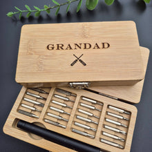Load image into Gallery viewer, Engraved Bamboo Wood Tool Set - 24-in-1 Precision Screwdriver Kit - Grandad - Grandad Birthday /Fathers Day Gifts - Woodsmiths Family Business