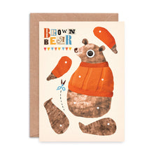 Load image into Gallery viewer, Bear Split Pin Puppet A5 Birthday Greeting Card - Make your own Bear Puppet - Emily Nash Illustration