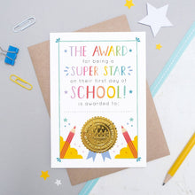 Load image into Gallery viewer, First Day of School Certificate Card - Super Star Certificate - Joanne Hawker