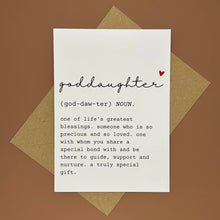 Load image into Gallery viewer, Goddaughter Definition Greeting Card - Swale Studios