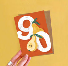 Load image into Gallery viewer, 90th Birthday Card - Pear Ninety Greeting Card - Emily Nash Illustration