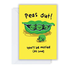 Load image into Gallery viewer, Greetings Card - Peas Out - Leaving / New Job / Retirement Card - Puns - The Playful Indian