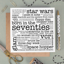 Load image into Gallery viewer, Greetings Card - Born In The Seventies Card - All About The 1970s Decade - Coulson Macleod