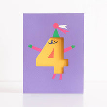 Load image into Gallery viewer, Greetings Card - Age 4 - Die Cut 4th Birthday Card - Rumble Cards