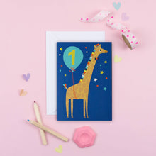 Load image into Gallery viewer, 1st Birthday Card - Joyful Giraffe - First Birthday Card - Mifkins