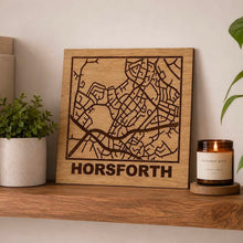 Load image into Gallery viewer, Wooden Street Map Art - Horsforth - Engraved Street Map - Fred & Bo