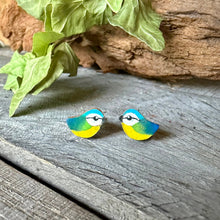 Load image into Gallery viewer, Blue Tit Stud Earrings - Natural Cork Jewellery - Incorknito Designs