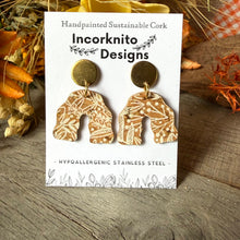 Load image into Gallery viewer, Natural Botanical Wavy Arch Earrings - Natural Cork Jewellery - Incorknito Designs