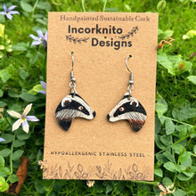 Load image into Gallery viewer, Badger Hook Earrings - Natural Cork Jewellery - Incorknito Designs