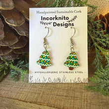 Load image into Gallery viewer, Christmas Tree Hook Earrings - Christmas Natural Cork Jewellery - Incorknito Designs