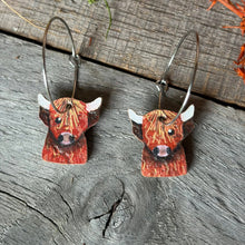Load image into Gallery viewer, Highland Cow Hoop Earrings - Natural Cork Jewellery - Incorknito Designs
