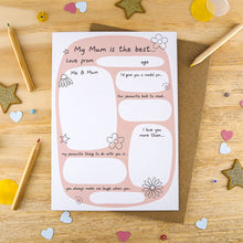 Load image into Gallery viewer, Colour In Keepsake Greetings Card - Personalisable Mum Keepsake Greetings Card - Mum Birthday & Mothers Day - Let's Make & Do