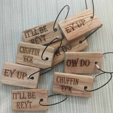 Load image into Gallery viewer, Key Ring - Yorkshire Sayings - Laser Engraved Driftwood Keyring - Fred & Bo