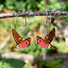 Load image into Gallery viewer, Robin Hoop Earrings - Christmas Natural Cork Jewellery - Incorknito Designs