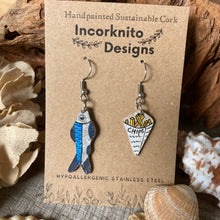 Load image into Gallery viewer, Fish And Chip Hook Earrings - Natural Cork Jewellery - Incorknito Designs