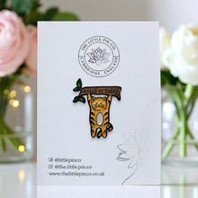 Load image into Gallery viewer, Enamel Pin - Hang In There Cat Tiger Cat Pin Badge - The Little Pin Co
