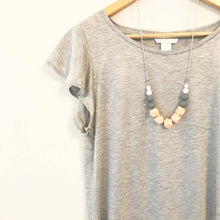 Load image into Gallery viewer, Teething Necklace - Peach/ Grey/ White - Geometric Silicone Bead Teething Jewellery - Mama Knows