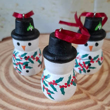 Load image into Gallery viewer, Wooden Snowman Decoration - Hand Painted Christmas Decoration - Laurie Bale