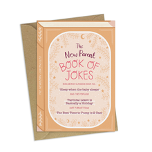 Load image into Gallery viewer, New Parent Book of Jokes – Luxury Baby Book Greeting Card - Two For Joy Illustration