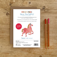 Load image into Gallery viewer, Unicorn Split Pin Puppet A5 Birthday Greeting Card - Make your own Unicorn puppet - Emily Nash Illustration