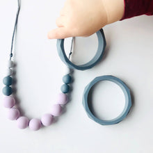 Load image into Gallery viewer, Teething Necklace - Betty - Lilac & Greys - Silicon Bead Teething Jewellery - Mama Knows