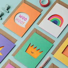 Load image into Gallery viewer, Greetings Card - Woohoo - Die Cut Birthday Card - Celebrations - Congratulations - Rumble Cards