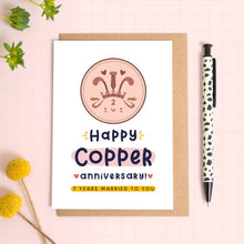 Load image into Gallery viewer, Copper Anniversary Card - 7th Wedding Anniversary - Joanne Hawker