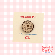 Load image into Gallery viewer, Wooden Pin - Jammie Dodger Wooden Pin Badge - Oodles & Doodles