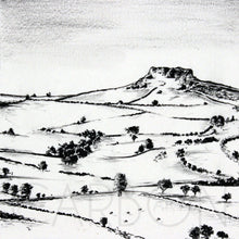 Load image into Gallery viewer, Almscliffe Crag - Pencil Drawn Illustration - Square Print - 2 sizes available - Carbon Art