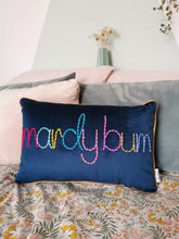 Load image into Gallery viewer, Embroidered Velvet Cushion - Mardy Bum - JordanLovellA
