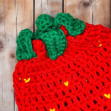 Load image into Gallery viewer, Crochet Baby Strawberry Hat - The Leopard PomPom - Baby gift - 0-3 Month