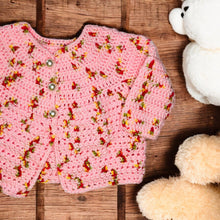 Load image into Gallery viewer, Crochet Baby Jacket / Cardigan - The Leopard PomPom - Baby gift - Newborn