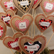 Load image into Gallery viewer, Heart on a Stick - Decoration Keepsake - Lots to choose - Quirky Threads Art