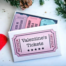 Load image into Gallery viewer, Valentine's Tickets - contains 9 wooden tickets for romantic things to do! - The Crafty Little Fox