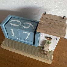 Load image into Gallery viewer, Perpetual Calendar with Wooden Cottage - Blue - Tina's Lovely Creations