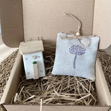 Load image into Gallery viewer, Lavender Cottage Gift Set - Cream Wooden Cottage and Lavender Sachet - Tina's Lovely Creations
