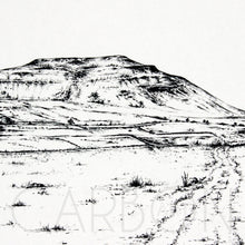 Load image into Gallery viewer, Ingleborough - Three Peaks - Pencil Drawn Illustration - - 2 sizes - Square Print - Carbon Art