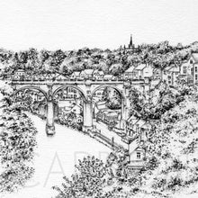 Load image into Gallery viewer, Knaresborough - Pencil Drawn Illustration - Square Print - 2 sizes - Carbon Art