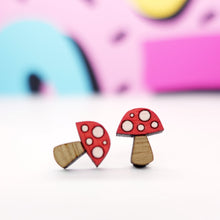 Load image into Gallery viewer, Toadstool Stud Earrings - Wooden Earrings - Silly Loaf