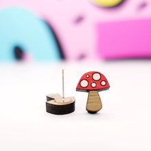 Load image into Gallery viewer, Toadstool Stud Earrings - Wooden Earrings - Silly Loaf
