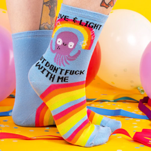 Load image into Gallery viewer, Sweary Socks - Love and Light but don't f''k with me - Octopus - Katie Abey