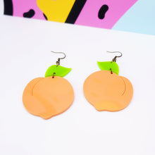 Load image into Gallery viewer, Peach Statement Earrings - Acrylic Earrings - Silly Loaf