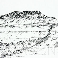 Load image into Gallery viewer, Pen-y-ghent - Three Peaks - Pencil Drawn Illustration - 2 sizes - Square Print - Carbon Art