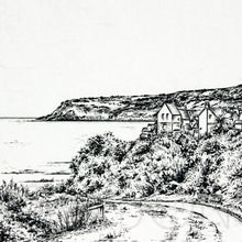 Load image into Gallery viewer, Robin Hoods Bay - Pencil Drawn Illustration - 2 sizes - Square Print - Carbon Art