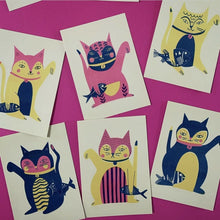 Load image into Gallery viewer, Lucky Cats 9 Postcard set - Jenna Lee Alldread - stationery lovers - cat lover gifts